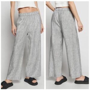 Reformation Gray Striped Wide Leg Pants